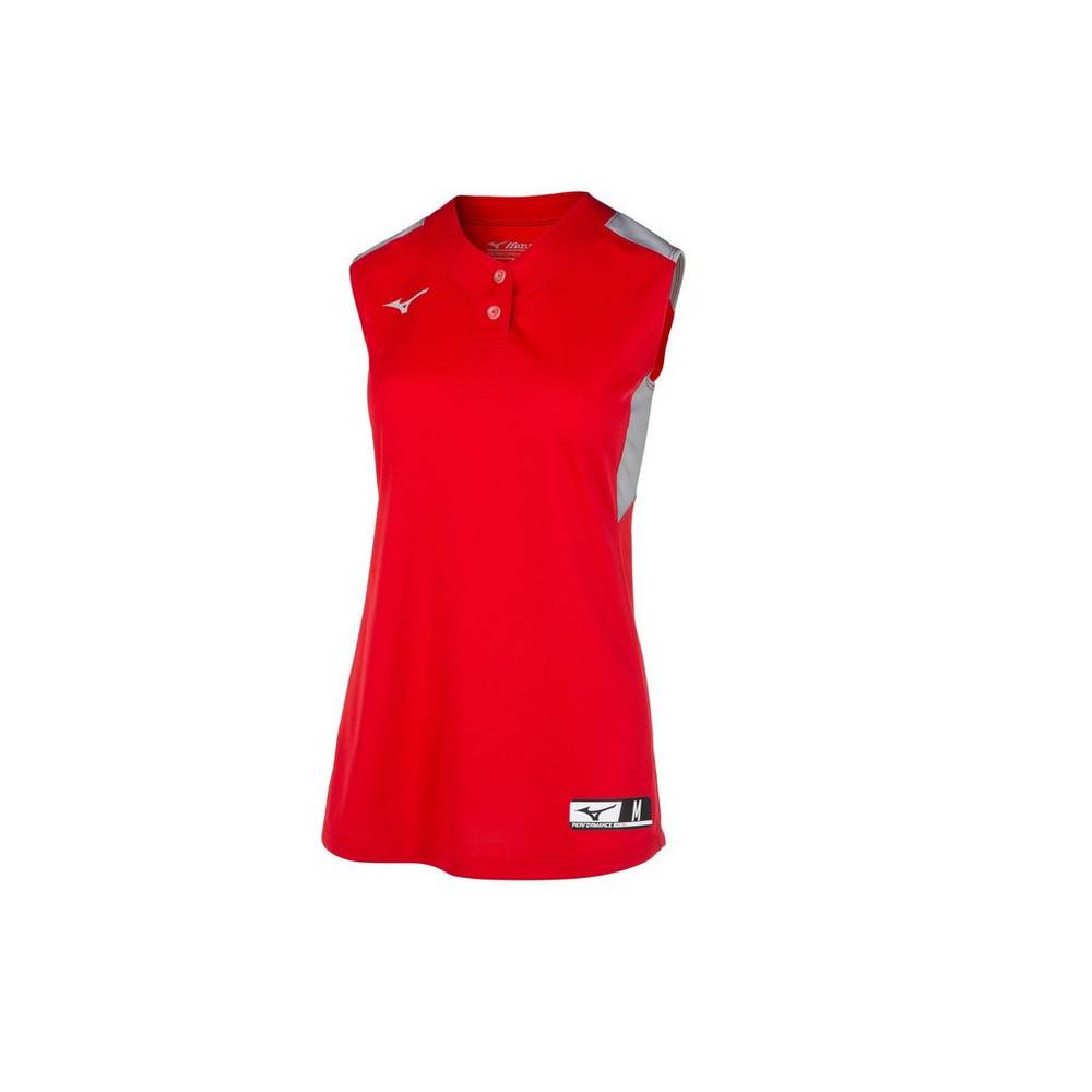 Mizuno Aerolite 2-Button Sleeveless - Bayan Forma - Kırmızı/Gri Türkiye (DKLICY-501)